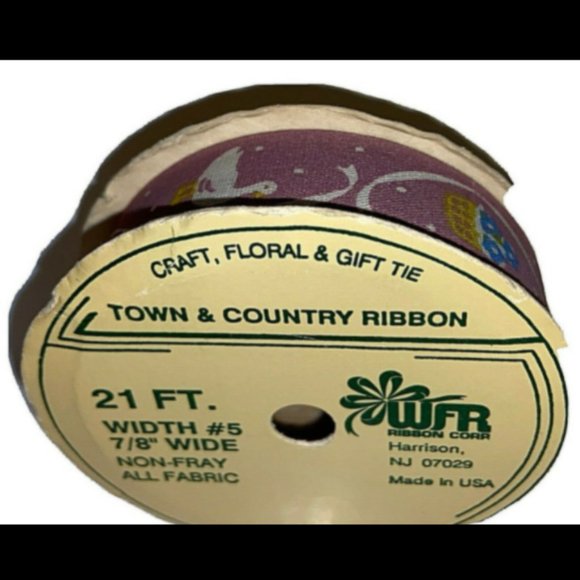 Ribbon Snow Goose Mauve WFR Ribbon Corp 7/8" Wide New Old Stock Vintage - Picture 9 of 9